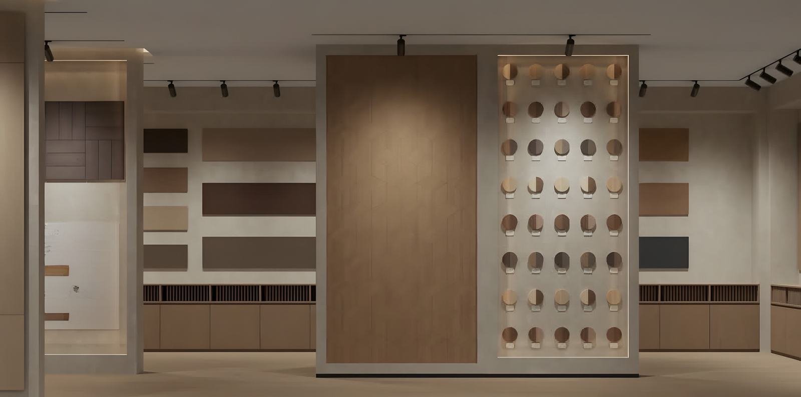 Panel de madera y muestras de tonos