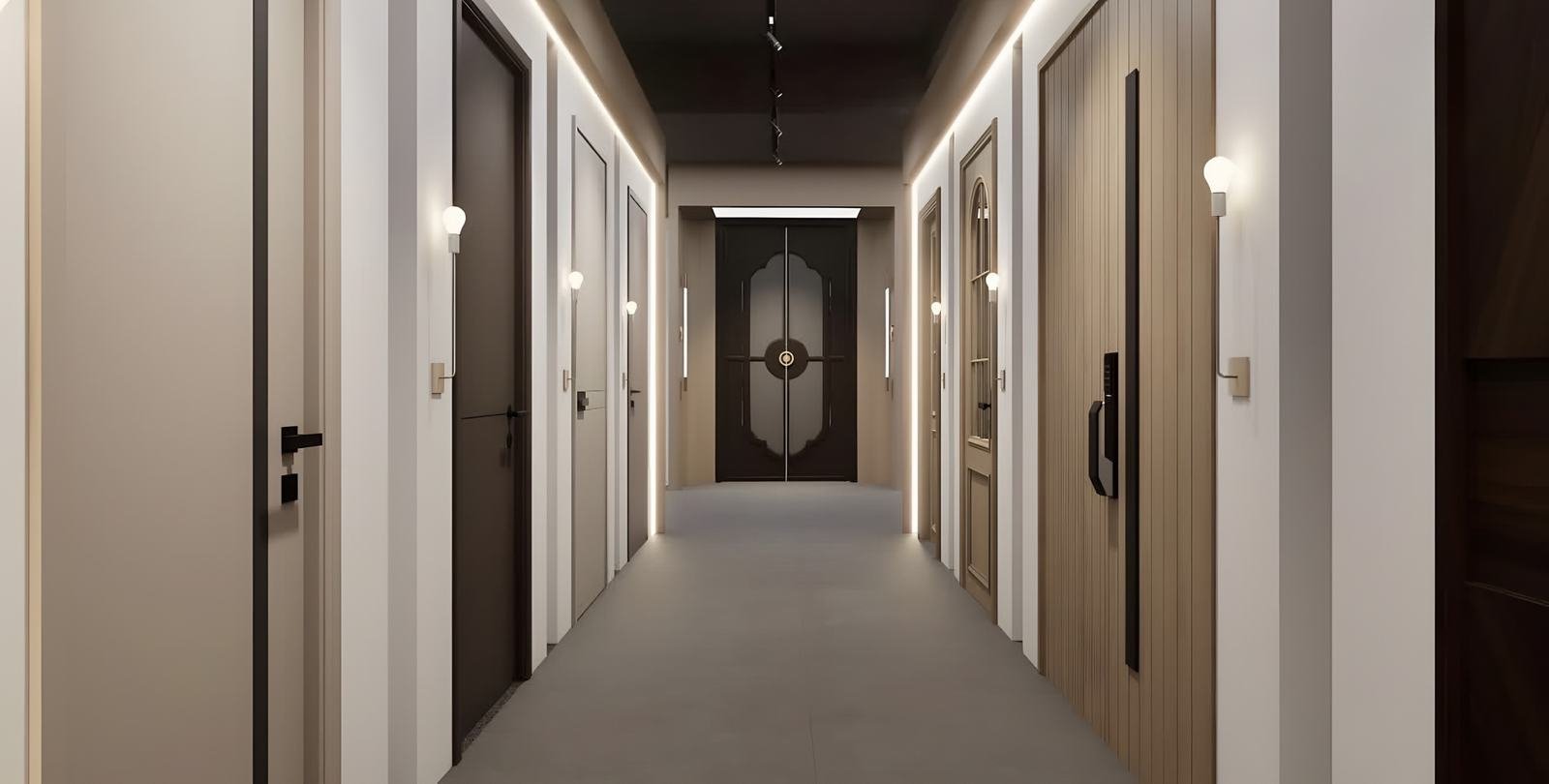 Pasillo con puertas interiores